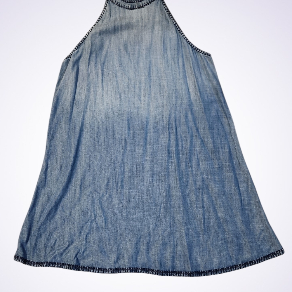NWT Billy T Lightweight Denim Mockneck Sleeveless Midi Dress Sz M/L
